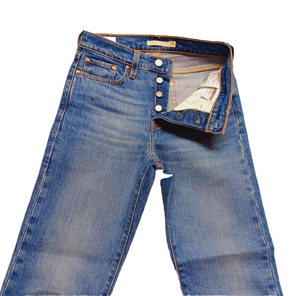 Levi's Premium Big E Wedgie Straight Buttonfly Jeans Women's Size 25 - Picture 4 of 13
